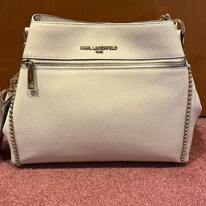 Karl Lagerfeld White pebbled leather Bouquet purse -NWT